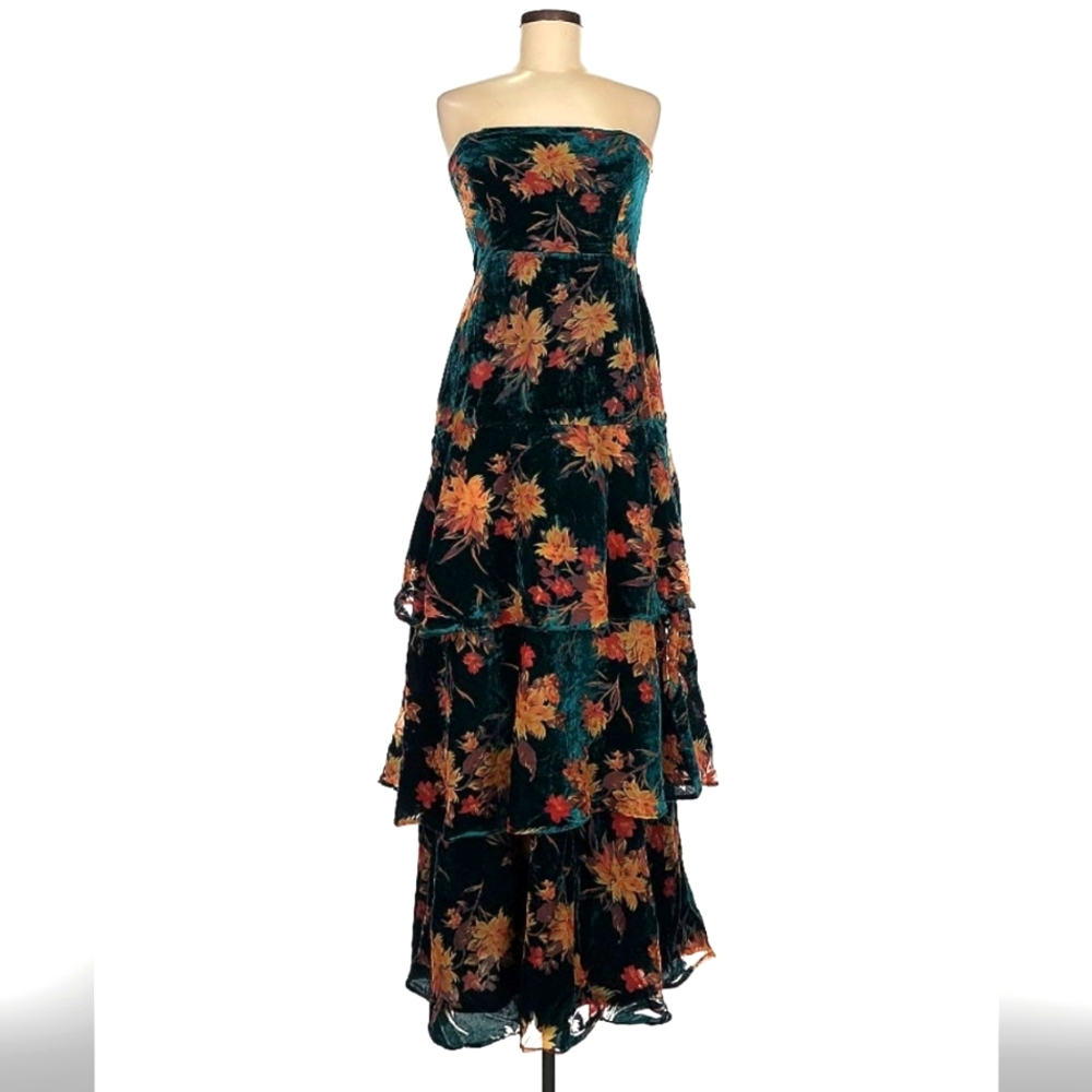 Lulu's Floral Tiered Maxi Dress Sz M